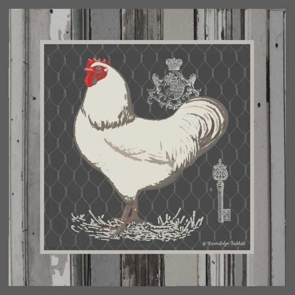 Wall Art Painting id:63587, Name: White Rooster, Artist: Babbitt, Gwendolyn
