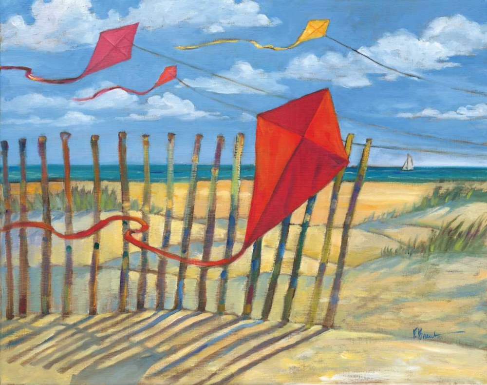 Wall Art Painting id:4388, Name: Beach Kites Red, Artist: Brent, Paul