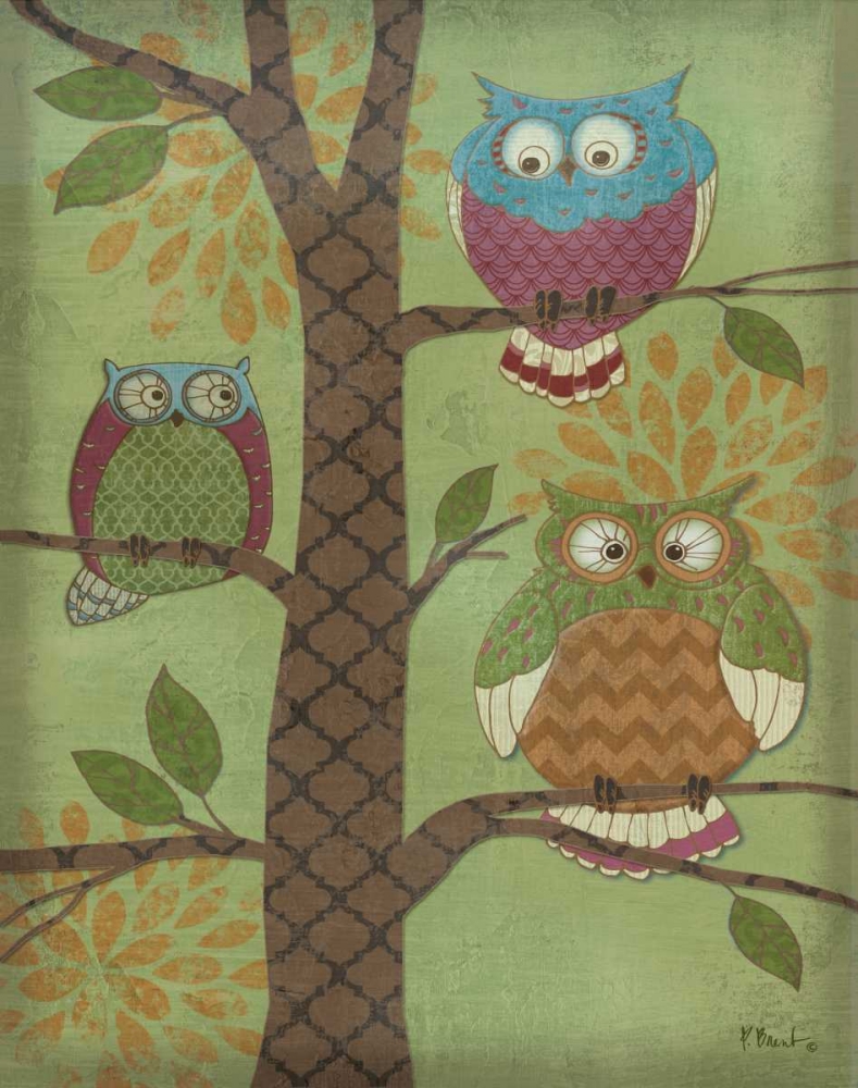Wall Art Painting id:9340, Name: Fantasy Owls Vertical I, Artist: Brent, Paul