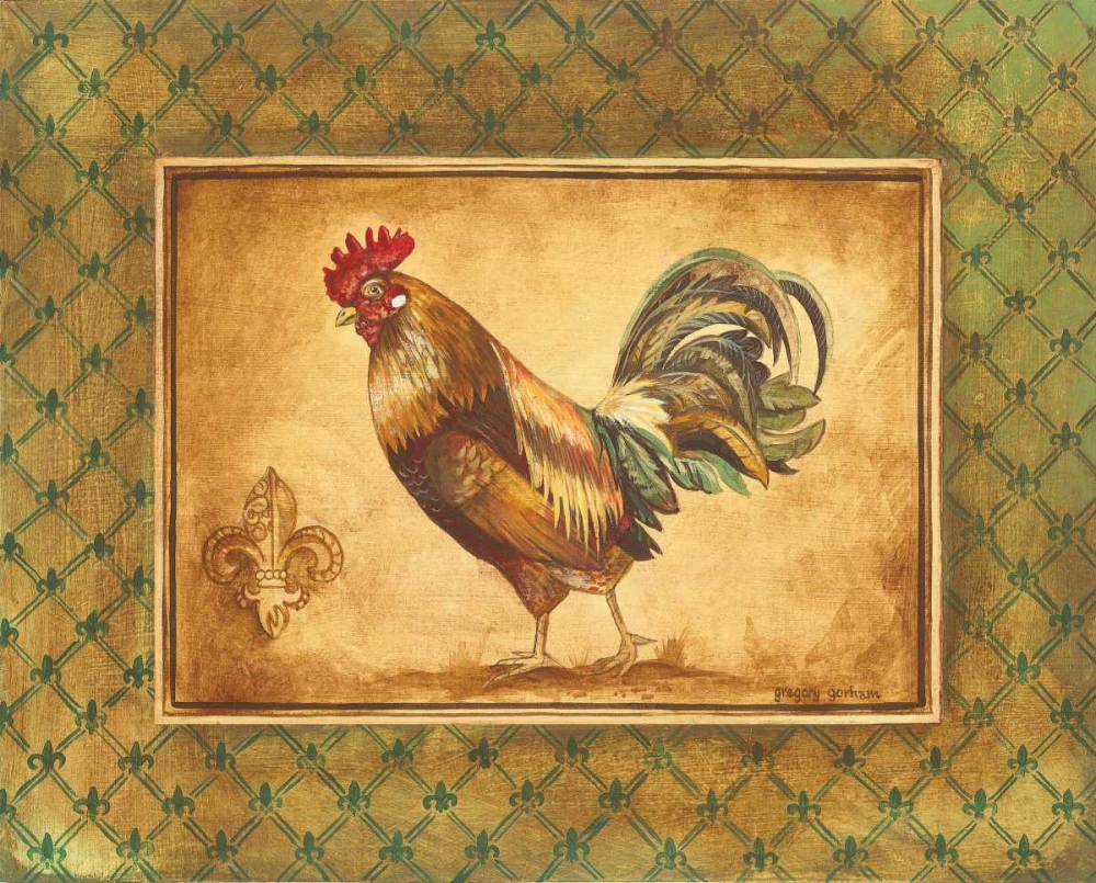 Wall Art Painting id:5128, Name: Country Rooster II, Artist: Gorham, Gregory