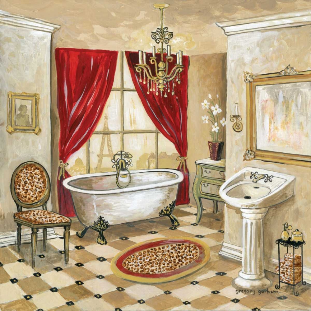 Wall Art Painting id:5189, Name: Leopard Parisian Bath, Artist: Gorham, Gregory