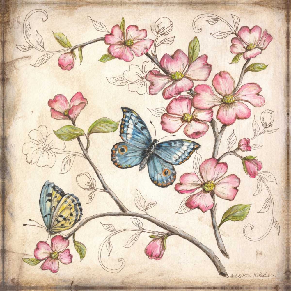 Wall Art Painting id:19739, Name: Le jardin Butterfly I, Artist: McRostie, Kate