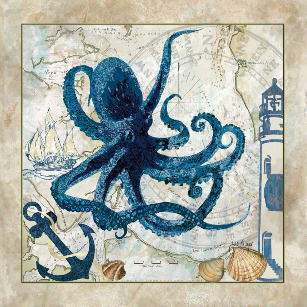 Wall Art Painting id:14099, Name: Nautical Octopus, Artist: Meyer, Jill