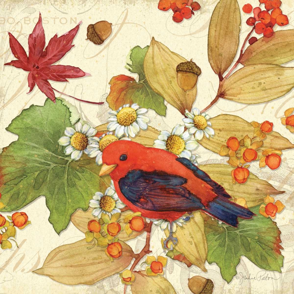Wall Art Painting id:145107, Name: Flora and Tanager II, Artist: Paton, Julie