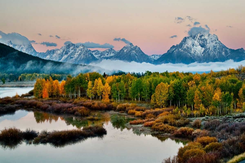 Wall Art Painting id:2338, Name: Fog Above Oxbow Bend, Artist: Malvin, Larry