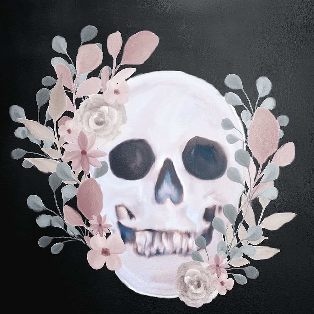 Wall Art Painting id:276469, Name: Soft Floral Skull, Artist: Bailey, Ann
