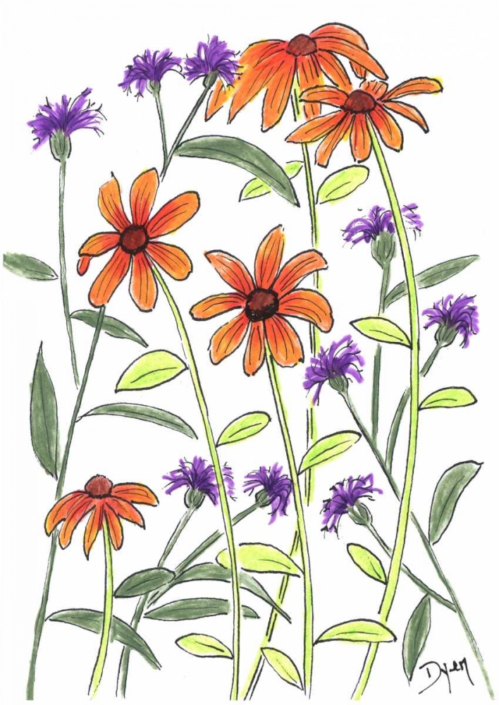 Wall Art Painting id:86221, Name: Orange Corn Flower, Artist: Dyer, Beverly