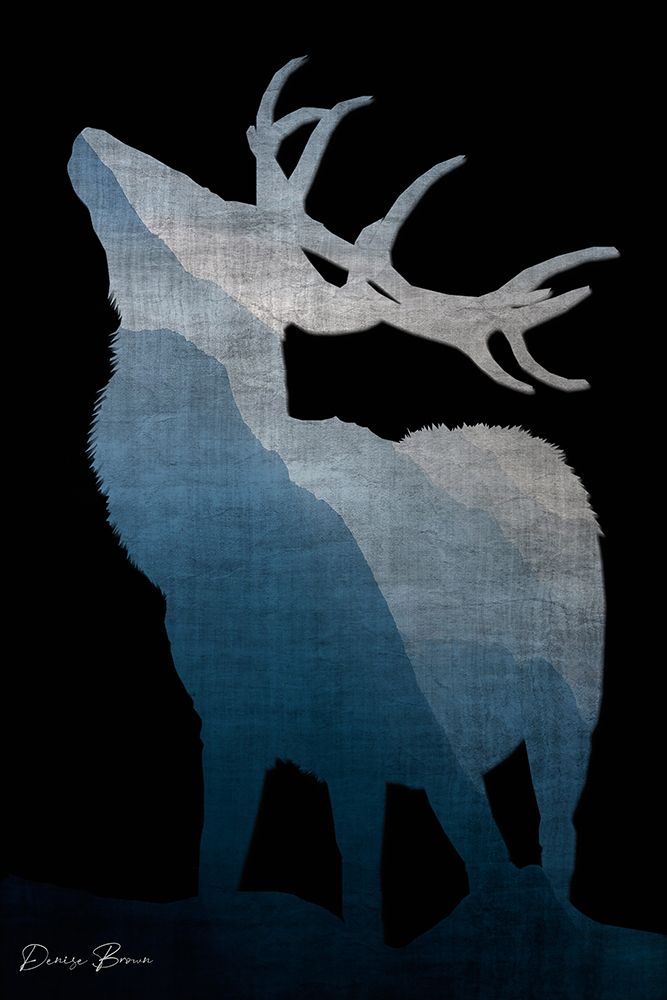 Wall Art Painting id:455412, Name: Buck Silhouette 2 Black, Artist: Brown, Denise