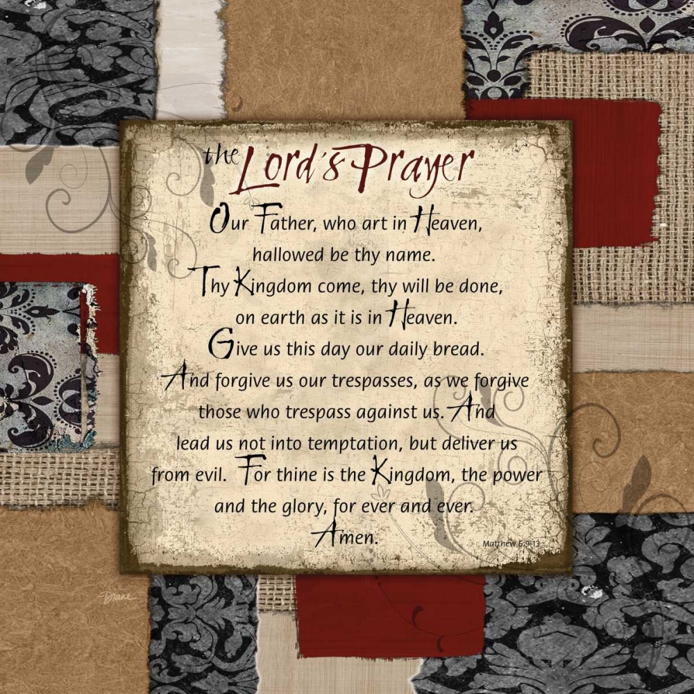 Wall Art Painting id:75462, Name: Patchwork Lords Prayer, Artist: Stimson, Diane