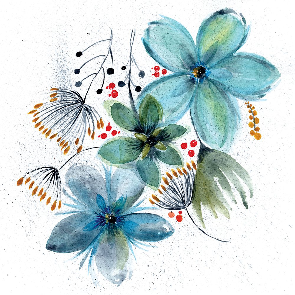 Wall Art Painting id:655456, Name: Watercolor Blue Melody 1, Artist: Frost, Julia