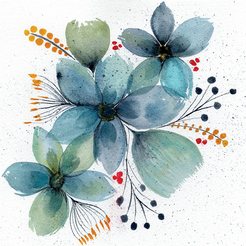 Wall Art Painting id:655457, Name: Watercolor Blue Melody 2, Artist: Frost, Julia