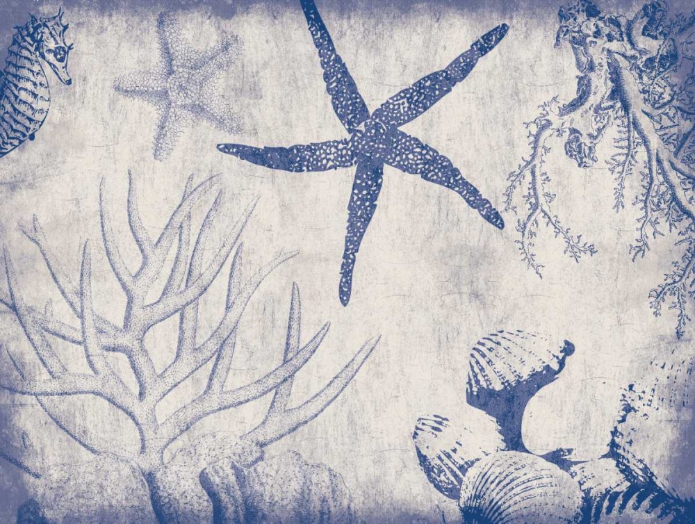 Wall Art Painting id:26078, Name: Sea Life in Navy 2, Artist: Grey, Jace