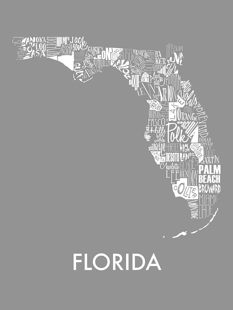 Wall Art Painting id:716627, Name: Florida Cities V2, Artist: Grey, Jace