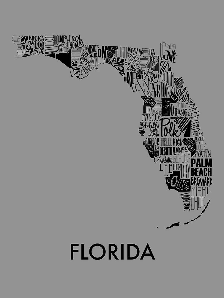 Wall Art Painting id:716628, Name: Florida Cities, Artist: Grey, Jace