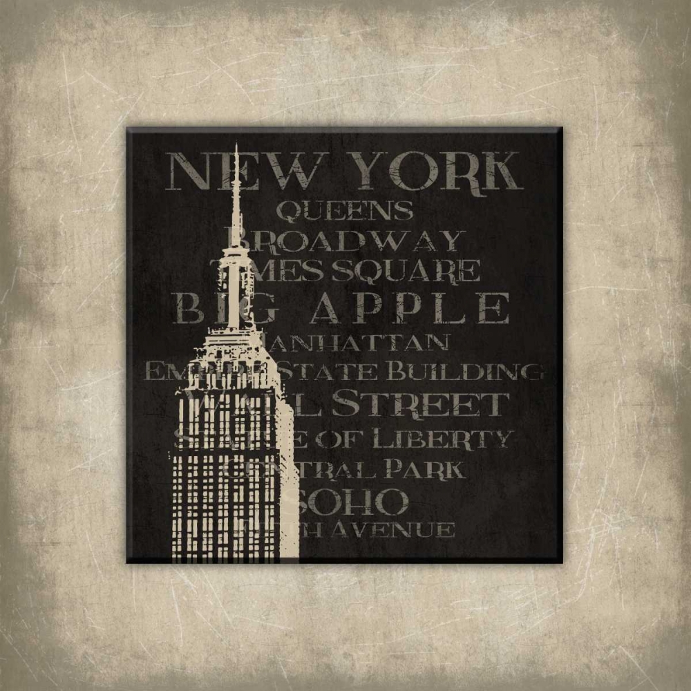 Wall Art Painting id:37523, Name: New York Type Bordered, Artist: Grey, Jace