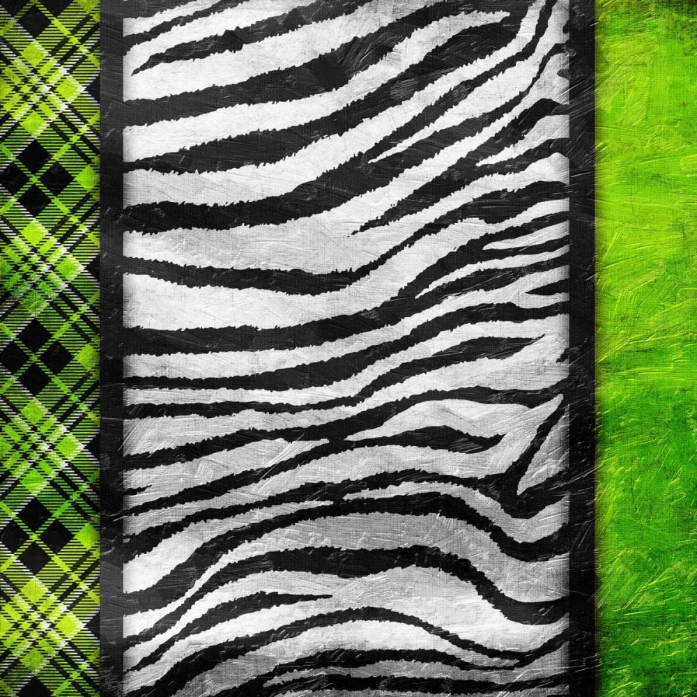 Art Print: Lime Zebra Plaid