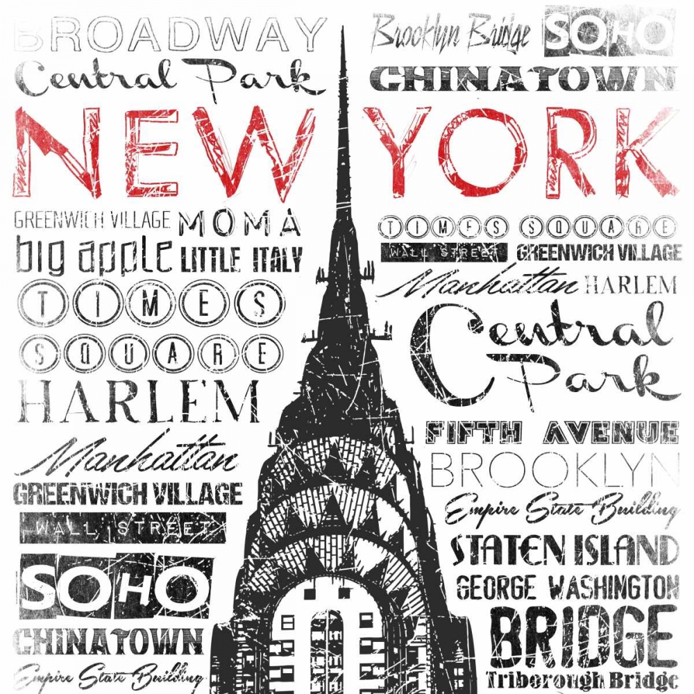 Wall Art Painting id:86687, Name: New York Words, Artist: Grey, Jace