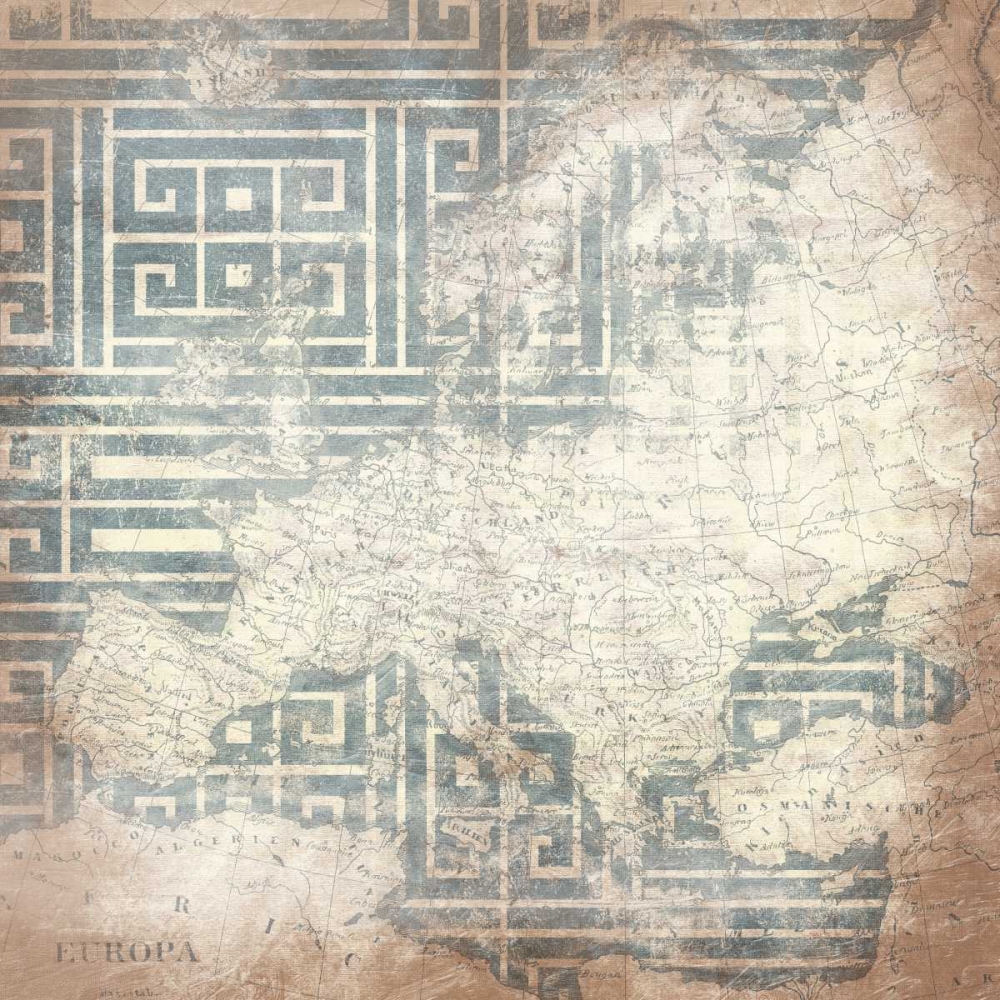 Wall Art Painting id:161506, Name: Patterned Map Europa, Artist: Grey, Jace