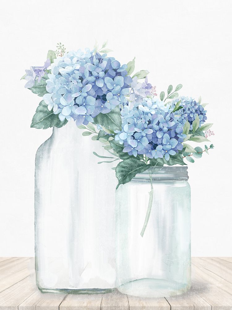 Wall Art Painting id:617529, Name: Hydrangea Glass 1, Artist: Allen, Kimberly