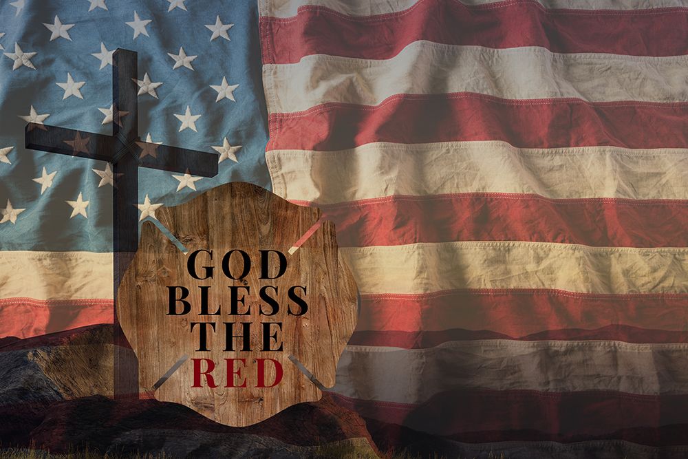 Wall Art Painting id:673602, Name: God Bless The Red, Artist: Allen, Kimberly