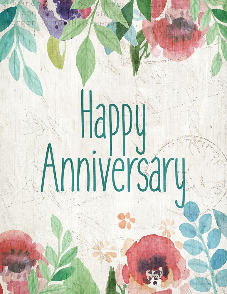 Wall Art Painting id:200079, Name: Vintage Floral Happy Anniversary, Artist: Kimberly, Allen