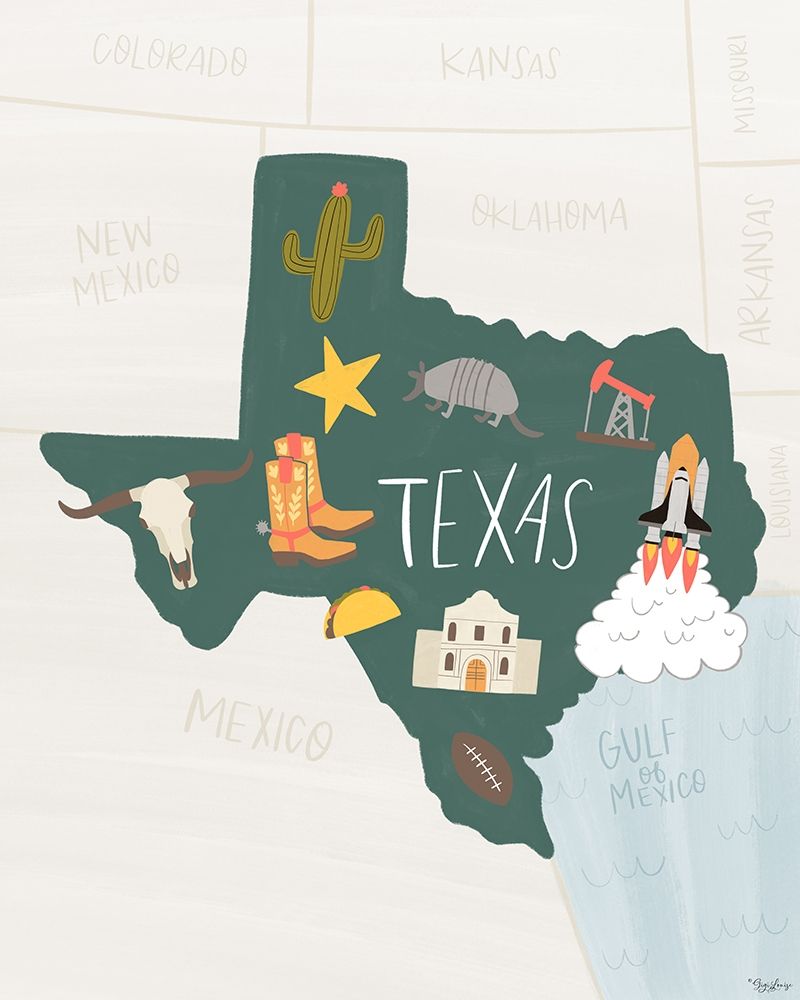 Wall Art Painting id:366538, Name: Texas Icons 2, Artist: Louise, Gigi