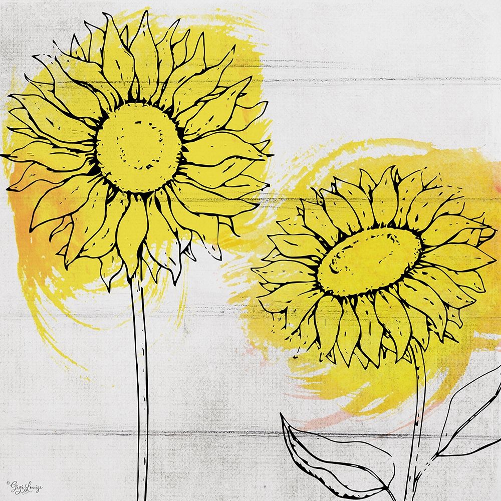 Wall Art Painting id:300090, Name: Two Sunflowers, Artist: Louise, Gigi