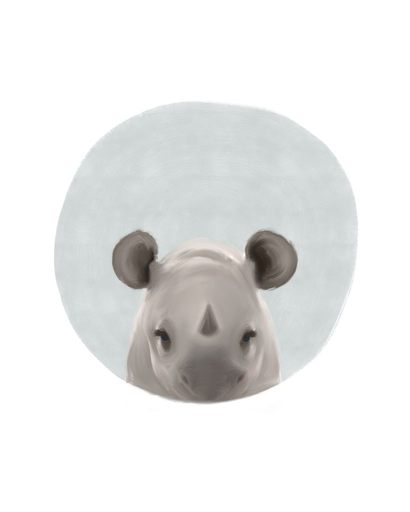 Wall Art Painting id:220948, Name: Baby Rhino, Artist: Straatsma, Leah