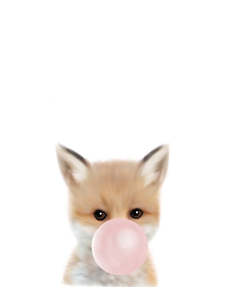 Wall Art Painting id:386576, Name: Woodland Fox Bubble Gum, Artist: Straatsma, Leah