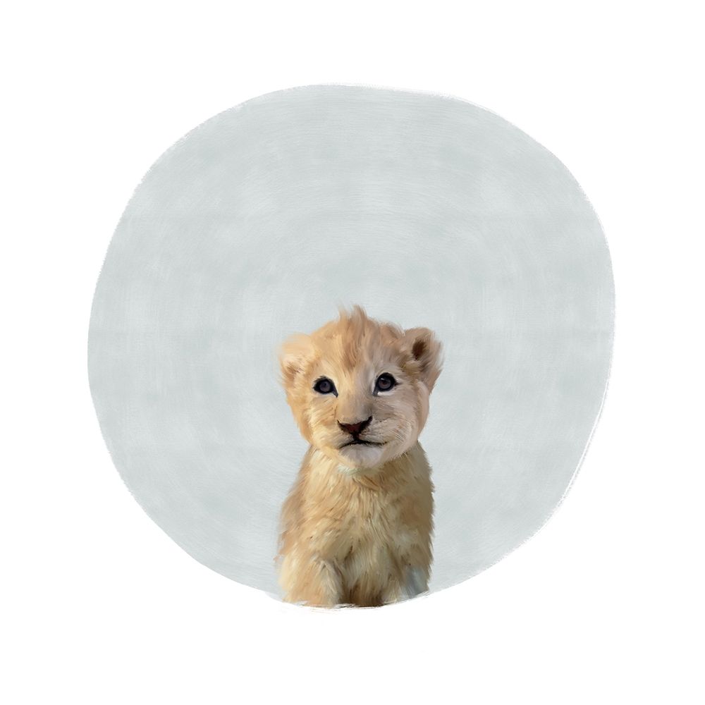 Wall Art Painting id:300120, Name: Baby Lion Circle Gray, Artist: Straatsma, Leah