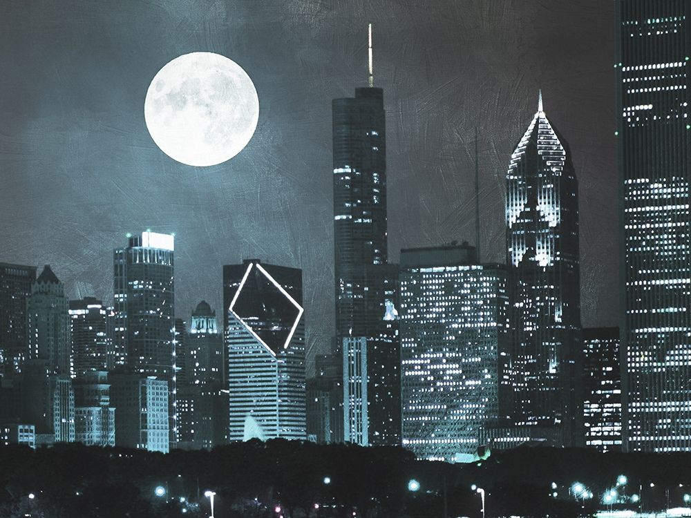 Wall Art Painting id:331905, Name: Moonlit Chicago 2, Artist: Prime, Marcus