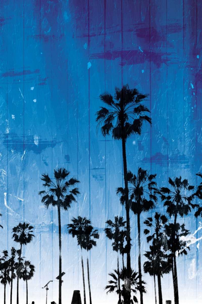 Wall Art Painting id:184346, Name: Palm Peach Night Blue, Artist: Villa, Milli