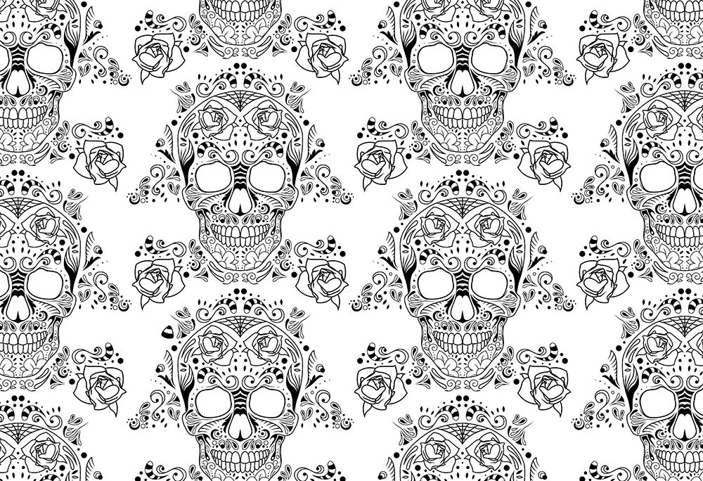 Wall Art Painting id:277314, Name: Halloween Skull Pattern Reverse, Artist: Villa, Milli