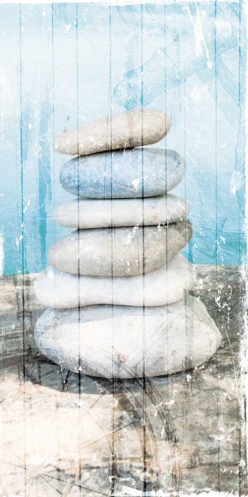 Wall Art Painting id:184374, Name: Stacked Rocks At Sea, Artist: Villa, Milli