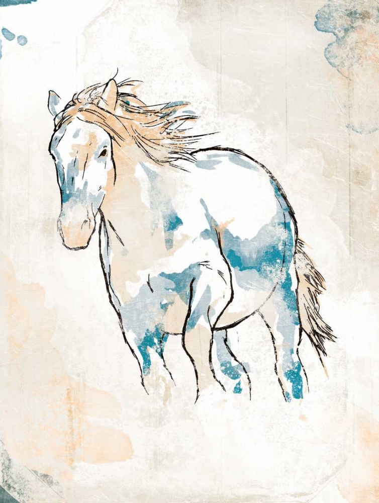 Wall Art Painting id:173914, Name: Running Horse Blue, Artist: OnRei