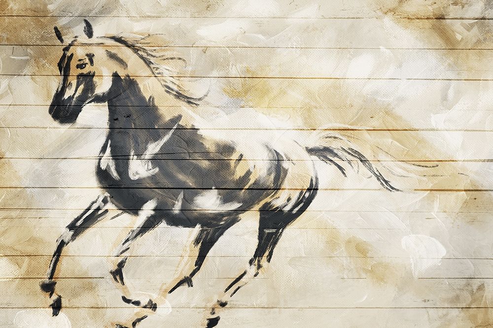 Wall Art Painting id:342368, Name: Running Horse Paint On Wood, Artist: OnRei