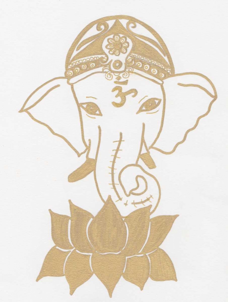 Wall Art Painting id:125960, Name: Golden Elephant Lotus, Artist: Varacek, Pam