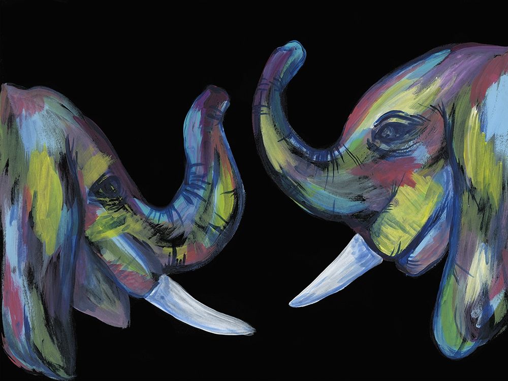 Wall Art Painting id:332382, Name: Colorful Elephants 1, Artist: Varacek, Pam
