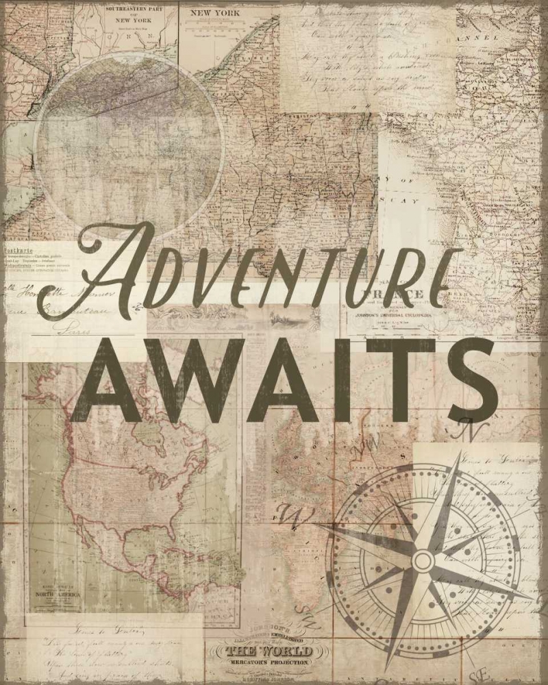 Wall Art Painting id:106831, Name: Adventure Awaits Recolor, Artist: Allen, Candace