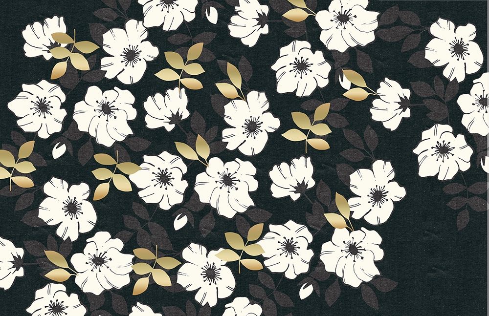 Wall Art Painting id:208104, Name: 1613 Flora Noir Floral Repeat, Artist: Allen, Candace