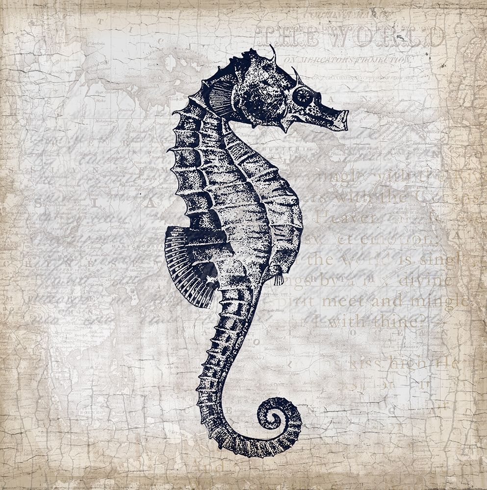 Wall Art Painting id:422942, Name: Sea Horse On Cream, Artist: Lula Bijoux and Company