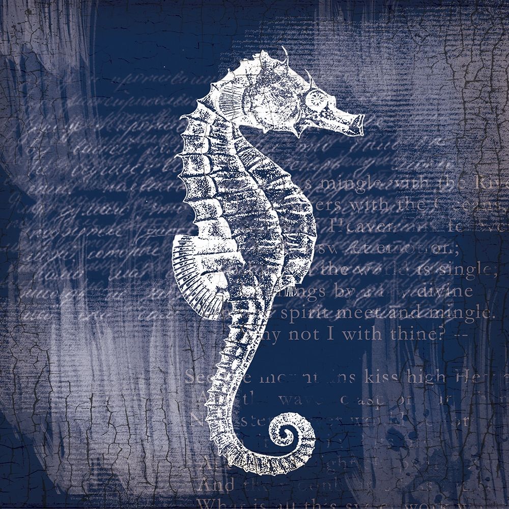 Wall Art Painting id:422943, Name: Sea Horse On Blue, Artist: Lula Bijoux and Company