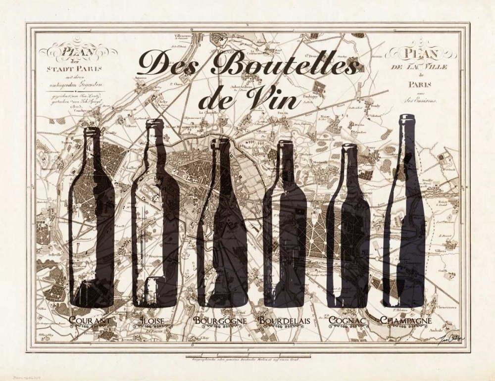 Wall Art Painting id:139566, Name: Paris Wine Bottles, Artist: Carlson, Tina