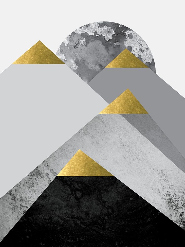 Wall Art Painting id:413012, Name: Black Grey Gold Mountains 2, Artist: Urban Epiphany