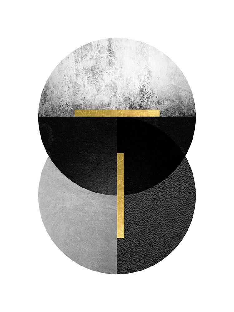 Wall Art Painting id:413014, Name: Black Grey Gold Circles 1, Artist: Urban Epiphany