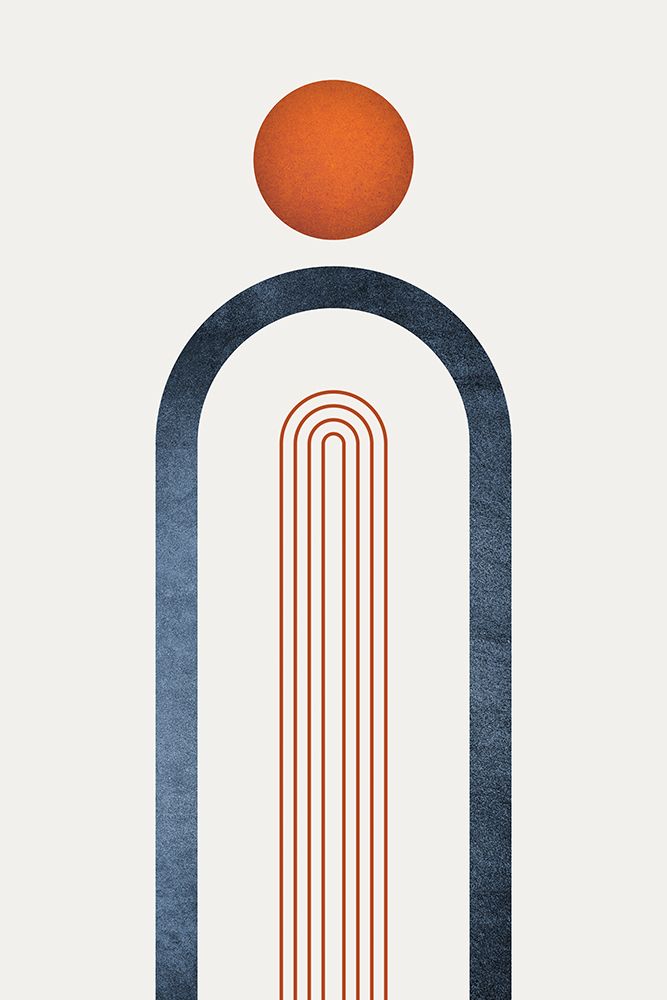 Wall Art Painting id:530455, Name: Minimalist Mid Century Orange Navy 1, Artist: Urban Epiphany