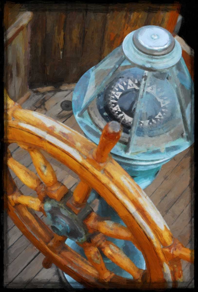 Wall Art Painting id:139741, Name: Old Sailboats Ship Wheel, Artist: Foschino, Suzanne