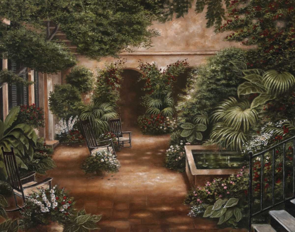 Wall Art Painting id:9978, Name: Courtyard in New Orleans II, Artist: Brown, Betsy