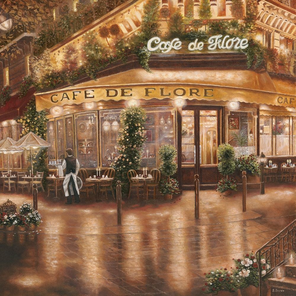 Wall Art Painting id:335897, Name: Cafe de Flore, Artist: Brown, Betsy