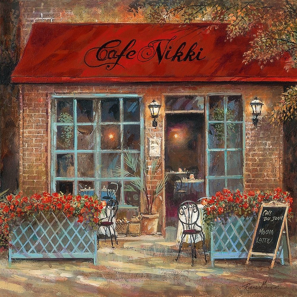 Wall Art Painting id:352133, Name: Cafe Nikki, Artist: Manning, Ruane